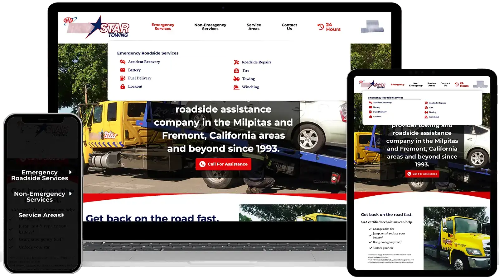 Towing Company Website Navigation